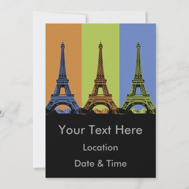 Invitación Torre Eiffel en París Triptych (Anverso)
