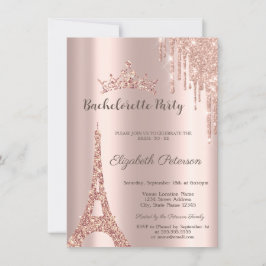 Invitación Torre Eiffel, Fiesta de Bachelorette de Oro Rosa D