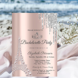 Invitación Torre Eiffel, fiesta de la soltera de oro Rosa de 