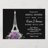 Torre Eiffel Floral Ducha de novia blanca y negra