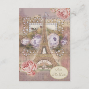 Invitación Torre Eiffel Floral Shabby Chic para Guardar la Fe