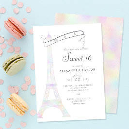 Invitación Torre Eiffel irlandés París Minimalista dulce 16