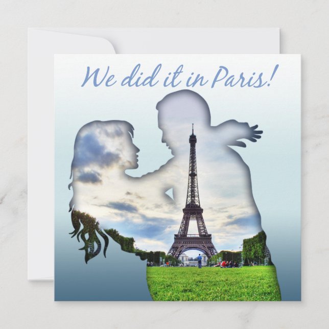 Invitación Torre Eiffel Pareja Recepción de Boda París (Anverso)
