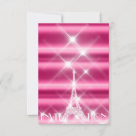 Invitación Torre Eiffel Paris Bridal Sweet 16th Diamond Pink