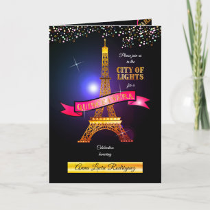 Invitación Torre Eiffel París Ciudad de las Luces Quinceañera