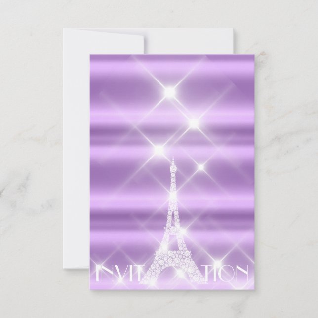 Invitación Torre Eiffel Paris Estrellas De Parkly Diamante Pú (Anverso)