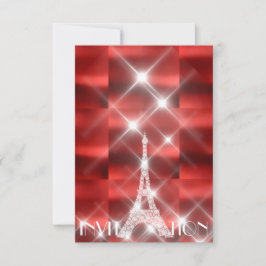 Invitación Torre Eiffel París Estrellas de sol rojo