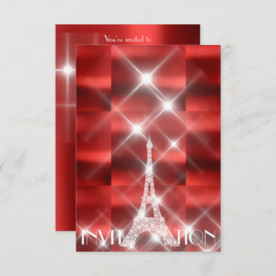 Invitación Torre Eiffel París Estrellas de sol rojo