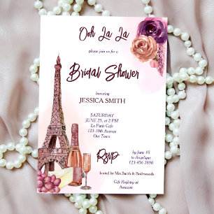 Invitación Torre Eiffel París uvas de vino ciruela ducha de n