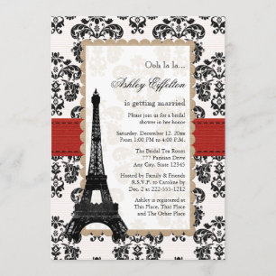 Invitación Torre Eiffel Rojo Ducha Bridal Paridal