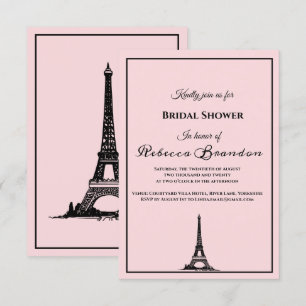 Invitación Torre Eiffel Rosa Cute Torre Paris Bridal