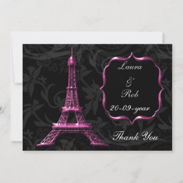 Invitación torre Eiffel rosa French Gracias