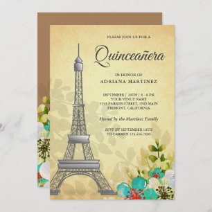 Invitación Torre Eiffel Rústica Vintage