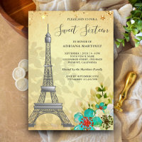 Torre Eiffel Rústica Vintage Floral Sweet 16