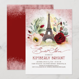 Invitación Torre Eiffel Vintage Paris Pink Gold Bridal Ducha