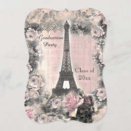 Invitación Torre Eiffel y rosas elegantes lamentables de la