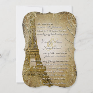 Invitación Torre Eiffel Zorro de Oro Sale del Metálico Oro Qu