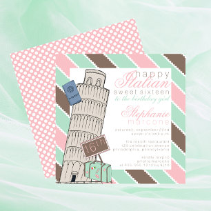 Invitación Torre italiana inclinada por Spumoni dulce 16 cump