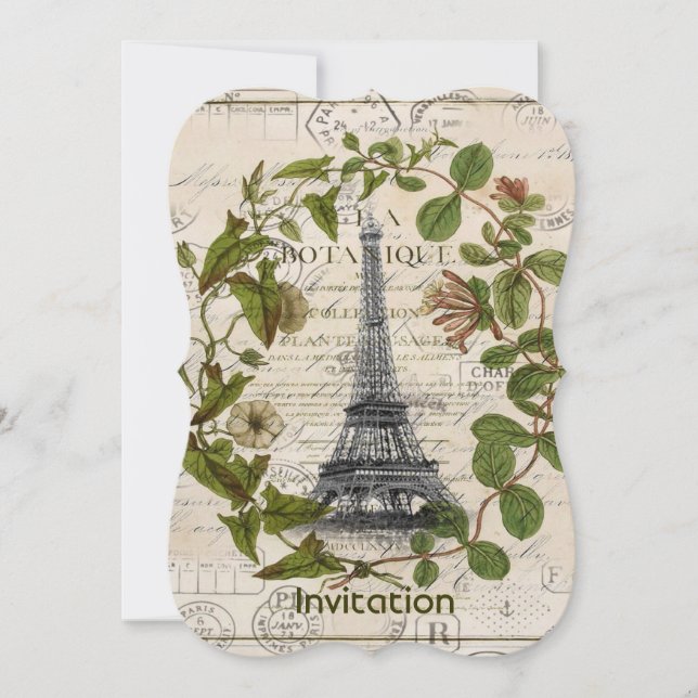 Invitación torre paris eiffel de arte botánico parís (Anverso)