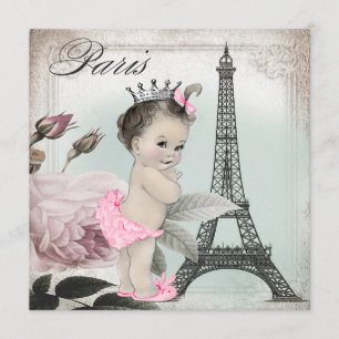 Invitación Torre subió vintage París Baby Shower