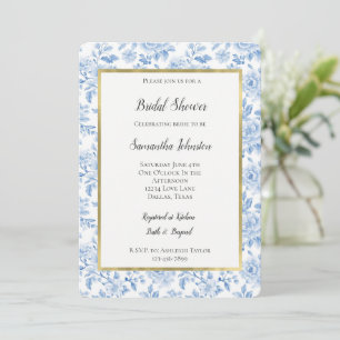 Invitación Tórrida ducha nupcial de flores azules y blancas