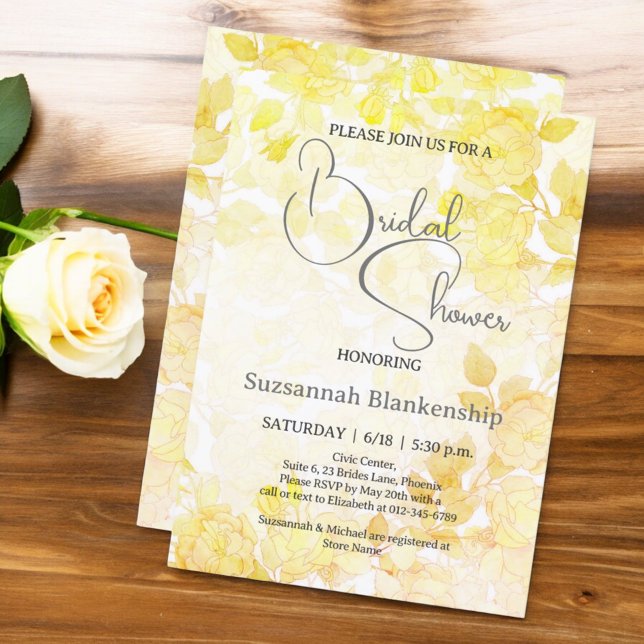 Invitación Tórrida ducha nupcial floral sutil pastel  (pastel floral front and back bridal shower invitation)