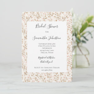 Invitación Tórrido tono rosa crema floral ducha de novia