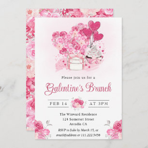 Invitación Torta acuarela y regalos Brunch de Galentine