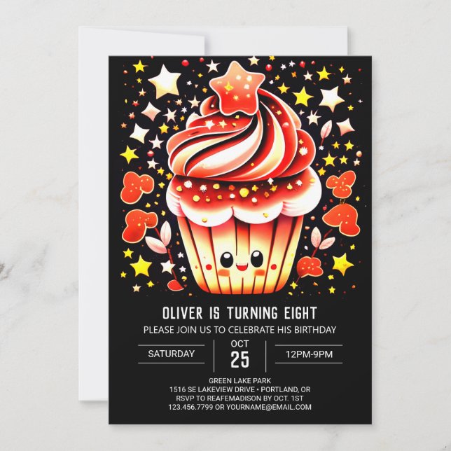 Invitación Torta acuática Extravaganza Muffin Cumpleaños (Anverso)