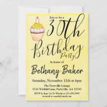 Torta amarilla color agua 30 cumpleaños Fiesta