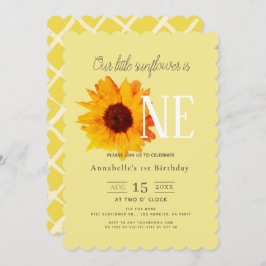 Invitación Torta amarillo girasol Primer cumpleaños