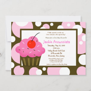 Invitación Torta Baby Shower Dot moderno Chocolate rosa