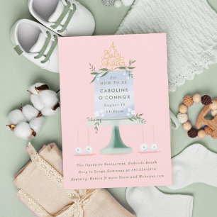 Invitación Torta Baby Shower ilustrada
