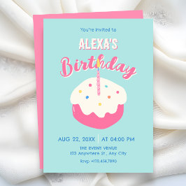 Invitación Torta cumpleaños rosa azul
