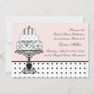 Invitación Torta de boda blanco negro, punto polka Ducha nupc