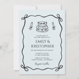 Invitación Torta de boda con lazo coquette