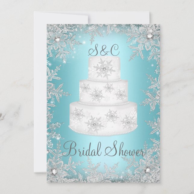 Invitación Torta de boda con monograma Cumpleaños azul de sol (Anverso)