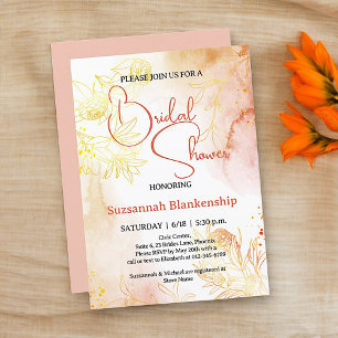 Invitación Torta de boda con sutil fondo floral pastel