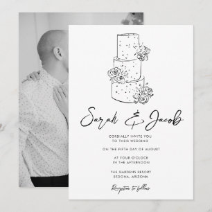 Invitación Torta de boda coqueta en blanco y negro Foto