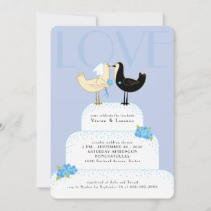 Invitación Torta de Boda de Parejas de Lovebirds Caprichosos 