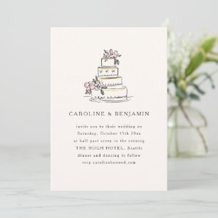 Invitación Torta de boda minimalista con crema de rubor vinta