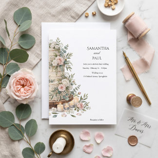 Invitación Torta de boda rústica