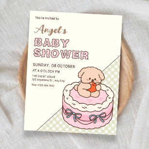 Invitación Torta de cachorro adorable para baby shower