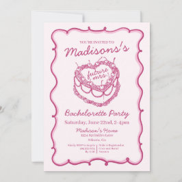 Invitación Torta de Cereza Coquette Corazón Retro Rosa Desped