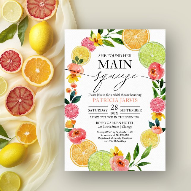Invitación Torta de Citricos Florales Main Squeeze para Despe (Subido por el creador)