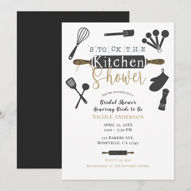 Invitación Torta de cocina para despedida de soltera moderna  (Anverso / Reverso)