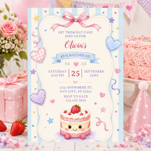 Invitación Torta de cumpleaños caprichosa, colorida y persona