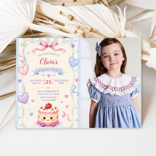 Invitación Torta de cumpleaños caprichosa foto colorida perso