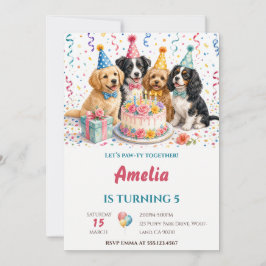 Invitación Torta de Cumpleaños de Cachorros Adorables de Acua