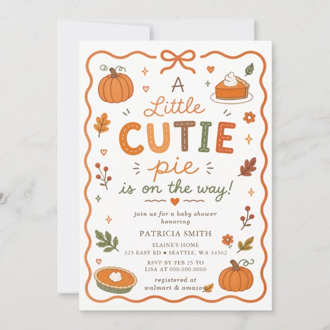 Invitación Torta De Cumpleaños De Calabaza De Cumpleaños De B (Anverso)